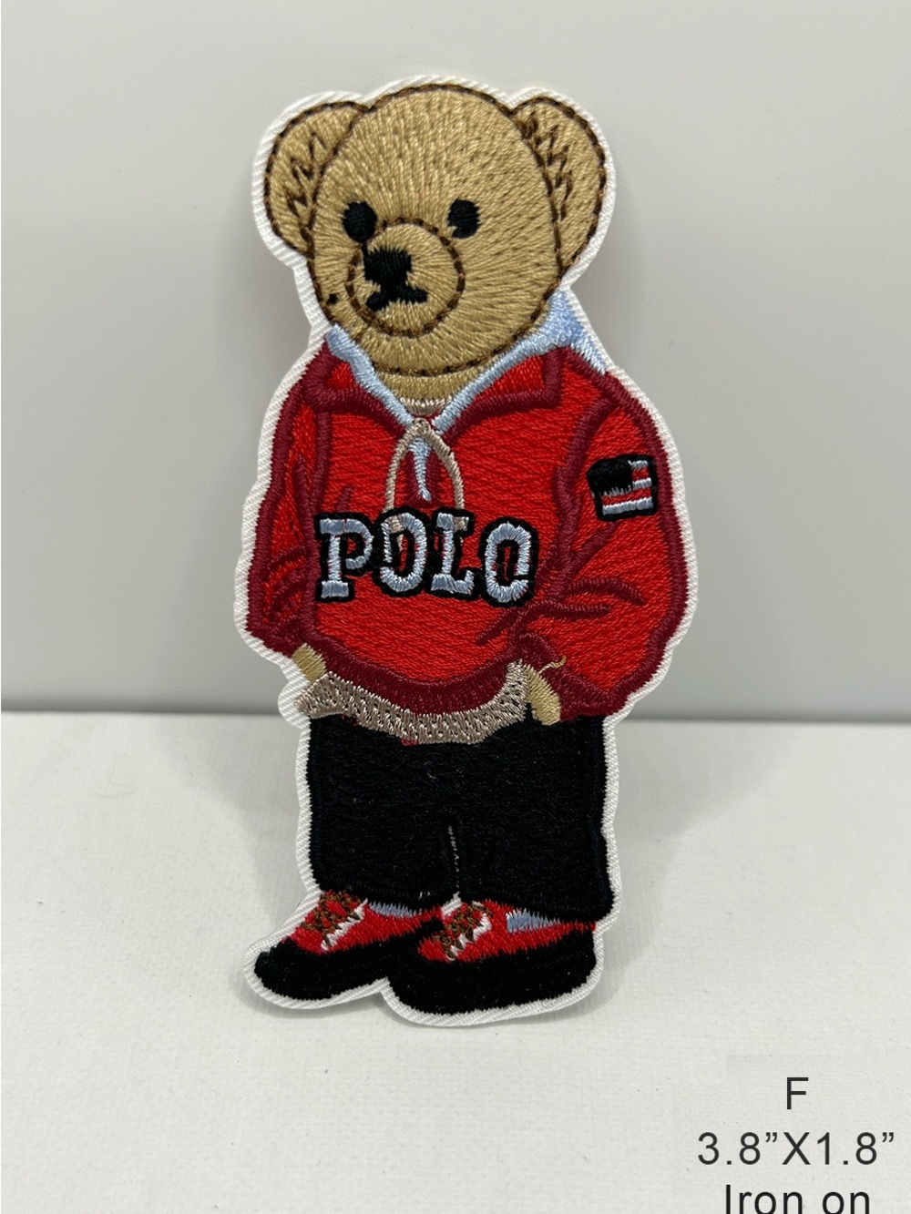 Polo by Ralph Lauren Embroidered Bear Patch in Red, Tan, Black